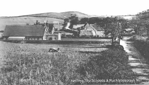 an old postcard shows Kelling School in the early 1900s