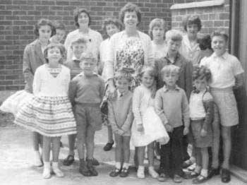 Norah Hayward and Mary Dawson with their Sunday School 1960